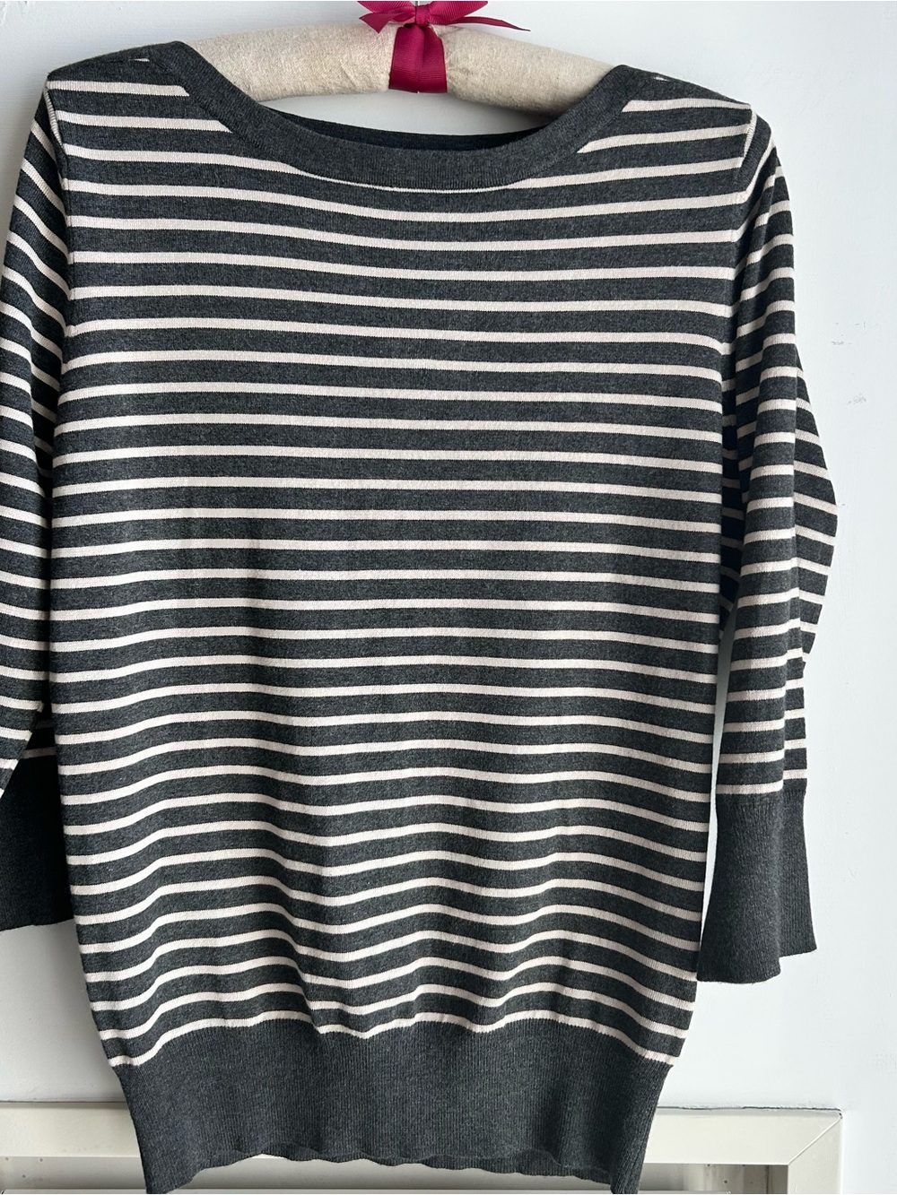 Classic Striped Boatneck Women's Sweater - Black & Cream
